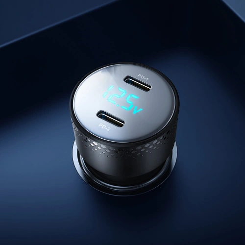 Ładowarka samochodowa Joyroom JR-CCD02 2x USB-C 70W LED czarna