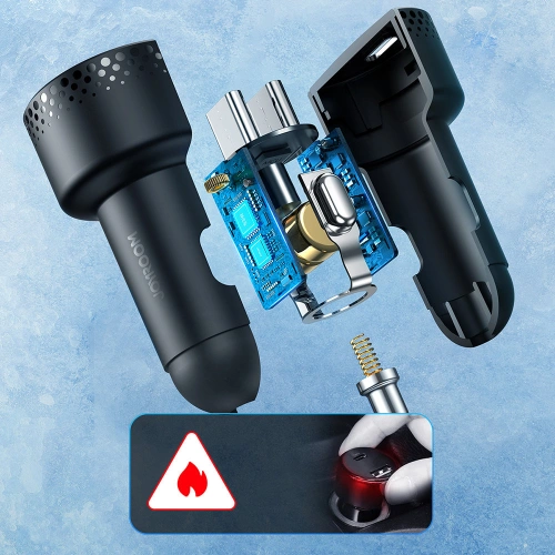 Ładowarka samochodowa Joyroom JR-CCD02 2x USB-C 70W LED czarna