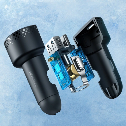 Ładowarka samochodowa Joyroom JR-CCD01 USB-C, USB-A 53W LED czarna