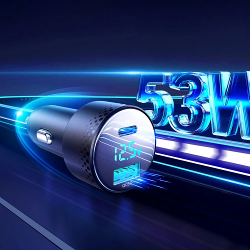 Ładowarka samochodowa Joyroom JR-CCD01 USB-C, USB-A 53W LED czarna