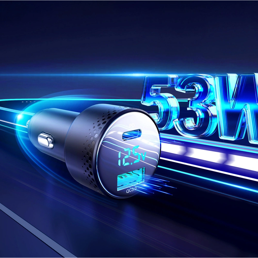Hurtownia GSM - Automobilová nabíječka Joyroom JR-CCD01 USB-C, USB-A 53W LED černá - JYR747 - {ean13} - Hurt