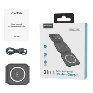 Hurtownia GSM - Magnetikus vezeték nélküli töltő Choetech T588-F 3w1 15W (fekete) - CHT60 - {ean13} - Hurt