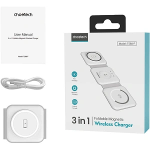 Hurtownia GSM - Magnetikus vezeték nélküli töltő Choetech T588-F 3w1 15W (fehér) - CHT61 - {ean13} - Hurt