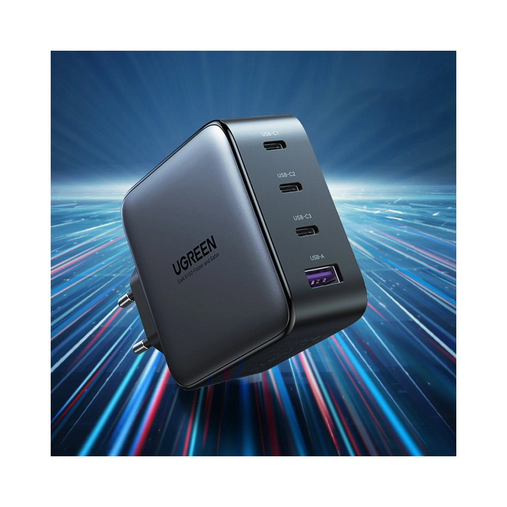 Hurtownia GSM - Ładowarka sieciowa UGREEN CD226 GaN 3x USB-C + USB-A PD 3.0 QC 4+ FCP SCP AFC 100W EU czarny - UGR1618 - {ean13} - Hurt