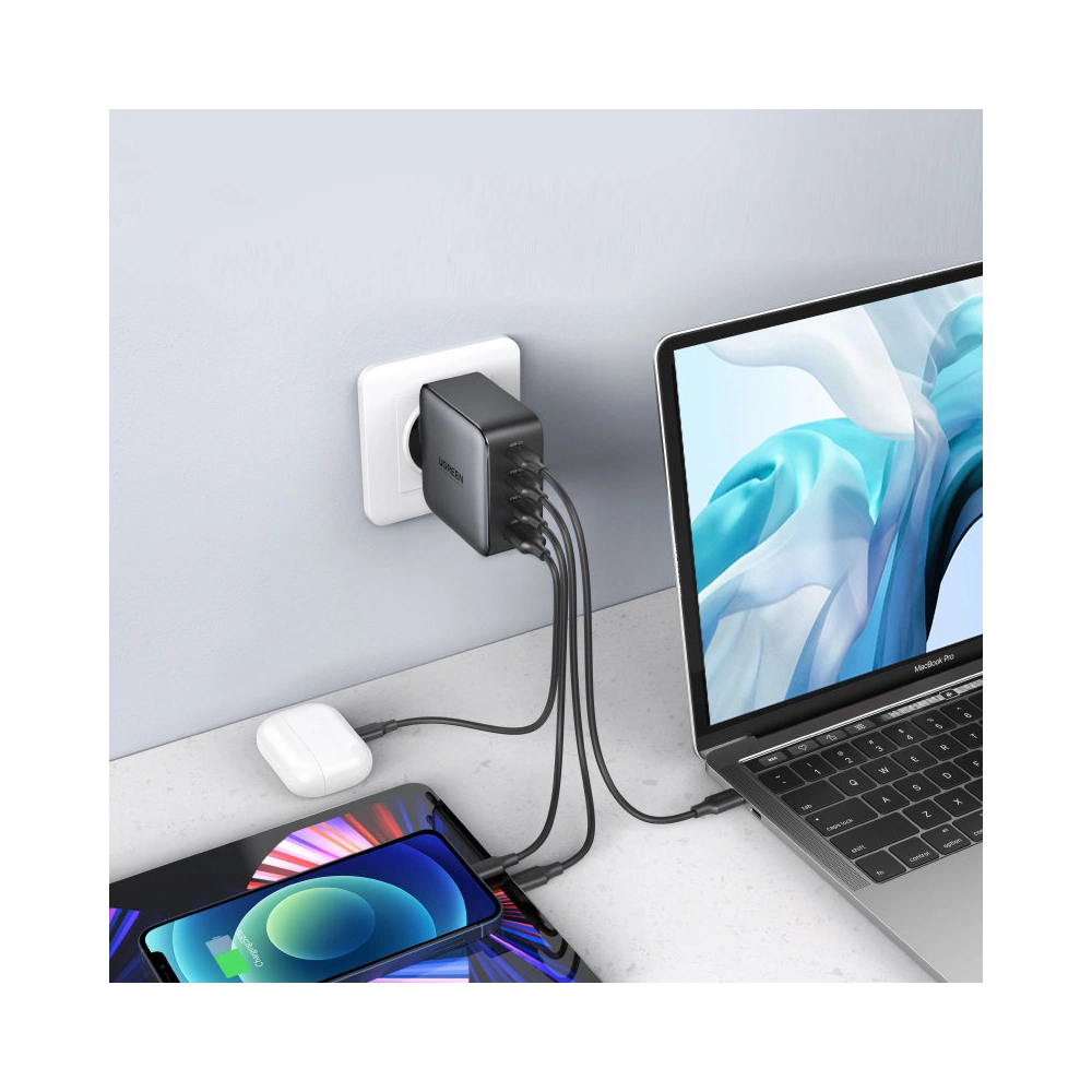 Hurtownia GSM - Ładowarka sieciowa UGREEN CD226 GaN 3x USB-C + USB-A PD 3.0 QC 4+ FCP SCP AFC 100W EU czarny - UGR1618 - {ean13} - Hurt