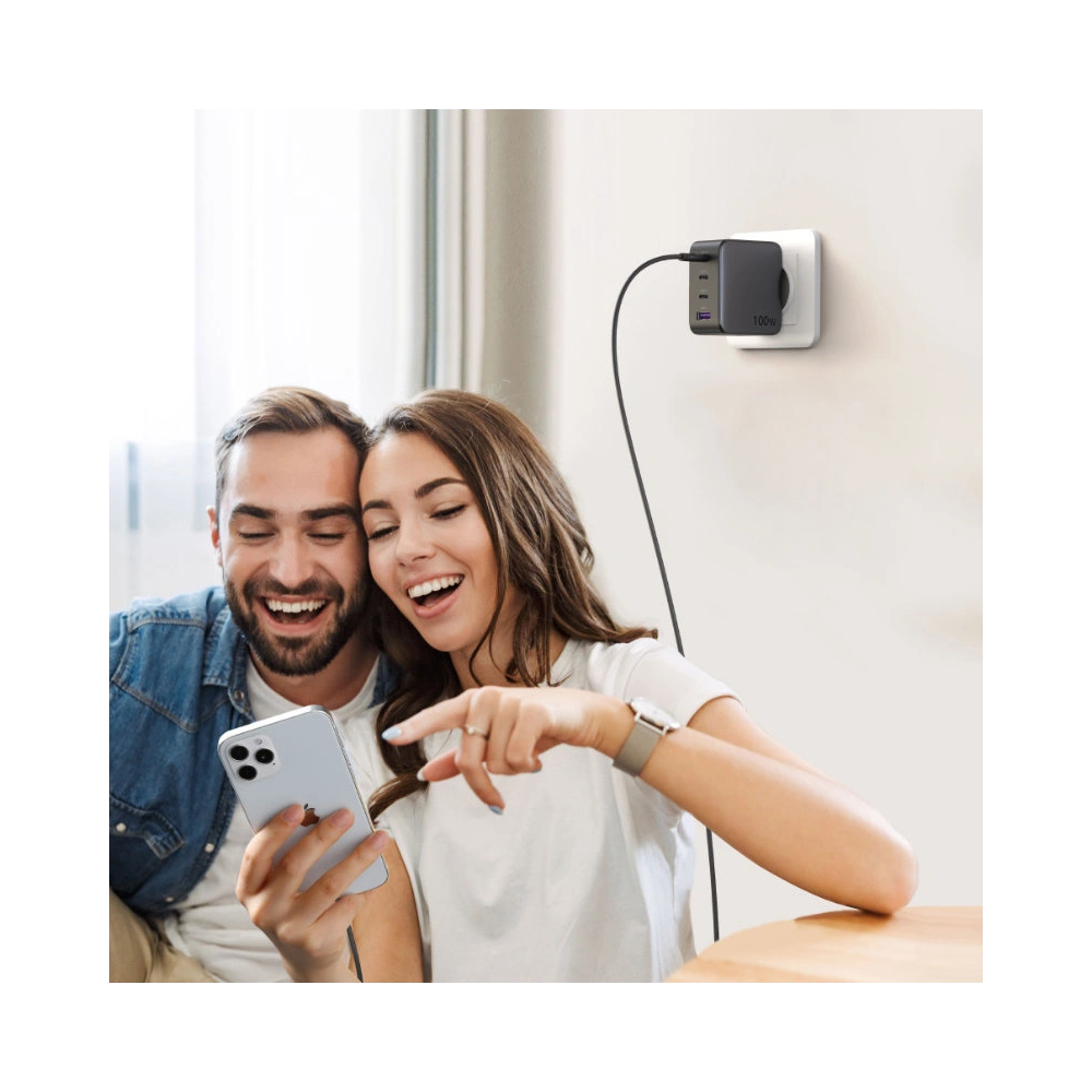 Hurtownia GSM - Ładowarka sieciowa UGREEN CD226 GaN 3x USB-C + USB-A PD 3.0 QC 4+ FCP SCP AFC 100W EU czarny - UGR1618 - {ean13} - Hurt