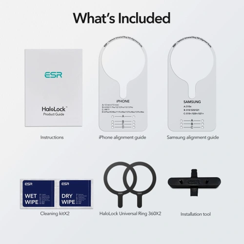 Pierścień MagSafe ESR Halolock MagSafe Universal Magnetic Ring Black [2 PACK]