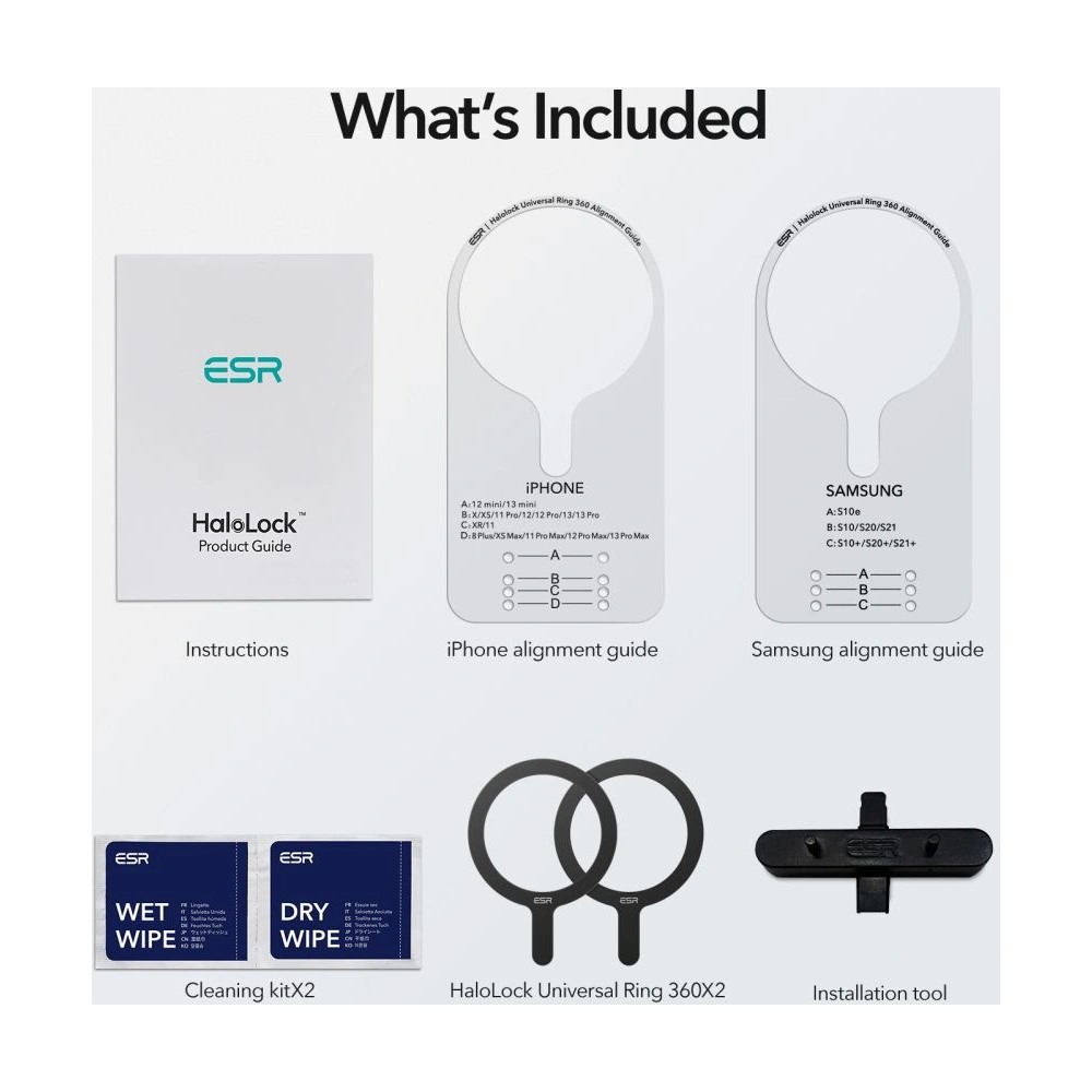 Wholesale ESR Halolock MagSafe Universal Magnetic Ring Black [2 PACK] - ESR672 - {ean13} - Hurt