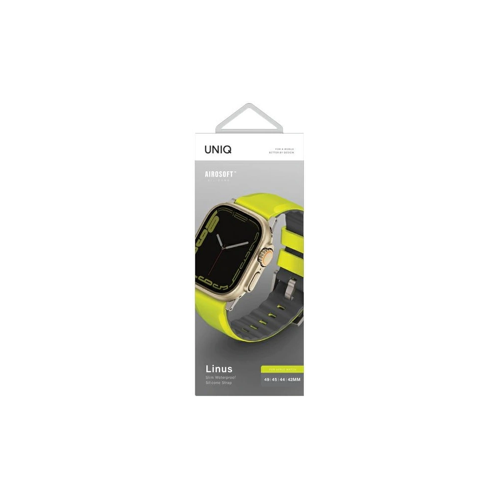 Hurtownia GSM - Pásek UNIQ Linus Apple Watch 4/5/6/7/SE/8/9/Ultra 44/45/49mm Airosoft silikon limetkový/lime green - UNIQ896 - {ean13} - Hurt