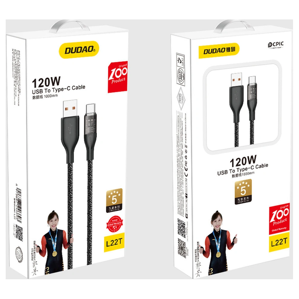 Hurtownia GSM - Kabel Dudao L22T USB-A/USB-C 120W 1m šedý - DDA263 - {ean13} - Hurt