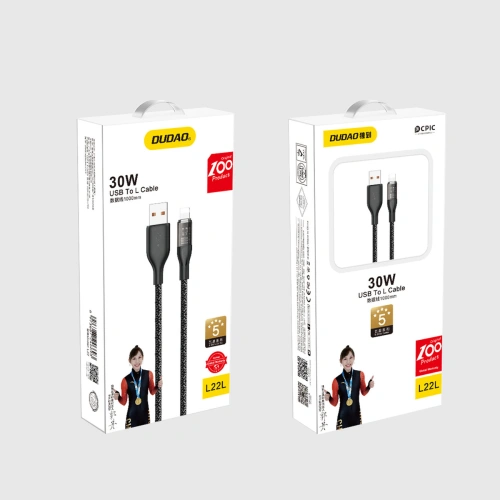 Kabel Dudao L22L USB-A/Lightning 30W 1m szary