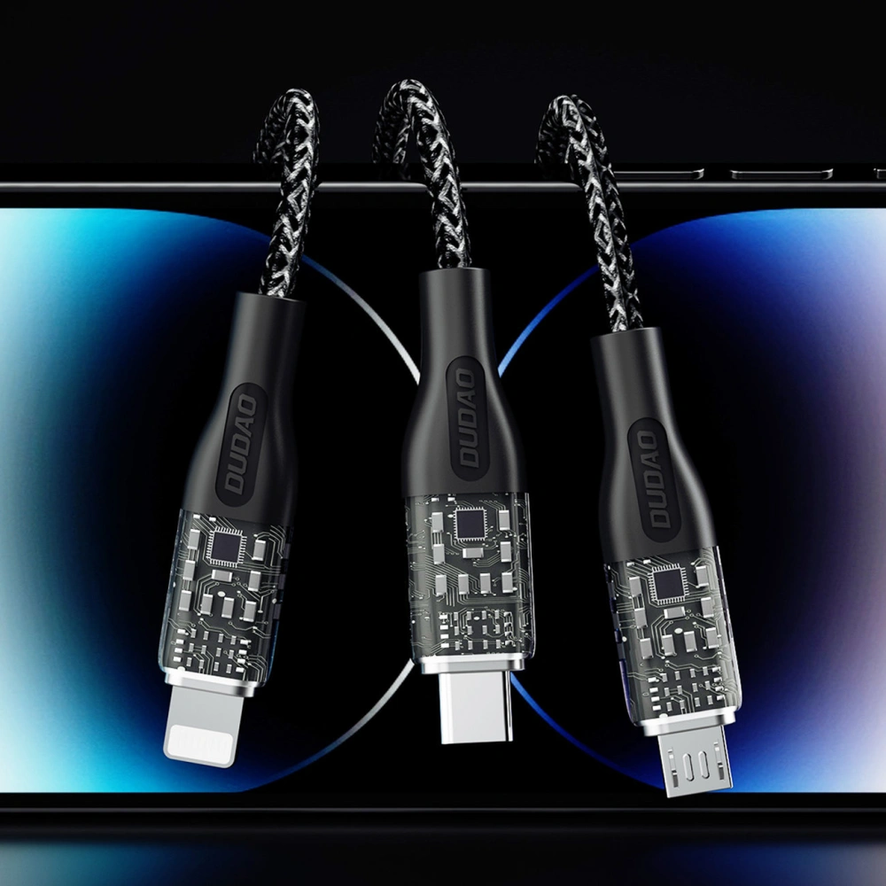 Hurtownia GSM - Kabel Dudao L22X 3w1 USB-A/USB-C - microUSB - Lightning 120W 1m stříbrný - DDA265 - {ean13} - Hurt