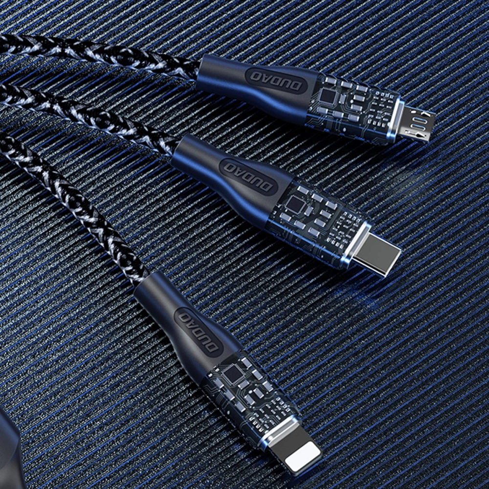 Hurtownia GSM - Kabel Dudao L22X 3w1 USB-A/USB-C - microUSB - Lightning 120W 1m stříbrný - DDA265 - {ean13} - Hurt