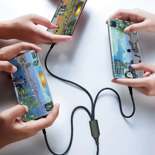 Kabel Dudao L22X 3w1 USB-A/USB-C - microUSB - Lightning 120W 1m srebrny