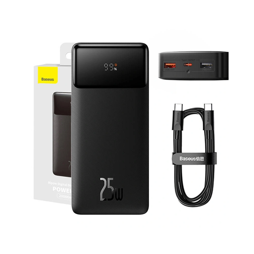 Hurtownia GSM - Powerbank Baseus Bipow, 20000mAh, 2x USB, USB-C, 25W (černý) - BSU4220 - {ean13} - Hurt