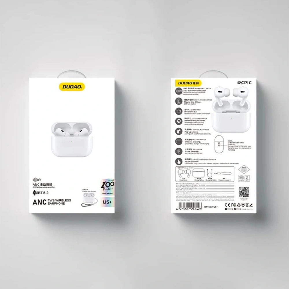 Hurtownia GSM - Sluchátka TWS Dudao U5+ Bluetooth 5.2 230mAh bílé - DDA268 - {ean13} - Hurt