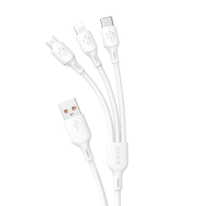 Hurtownia GSM - Kábel Dudao L8A-3in1 3w1 USB-A/USB-C - microUSB - Lightning 480Mb/s 6A 1.2m fehér - DDA270 - {ean13} - Hurt