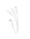 Kabel Dudao L8A-3in1 3w1 USB-A/USB-C - microUSB - Lightning 480Mb/s 6A 1.2m bílý