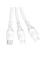 Hurtownia GSM - Kabel Dudao L8A-3in1 3w1 USB-A/USB-C - microUSB - Lightning 480Mb/s 6A 1.2m bílý - DDA270 - {ean13} - Hurt
