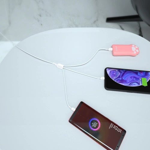 Kabel Dudao L8A-3in1 3w1 USB-A/USB-C - microUSB - Lightning 480Mb/s 6A 1.2m biały