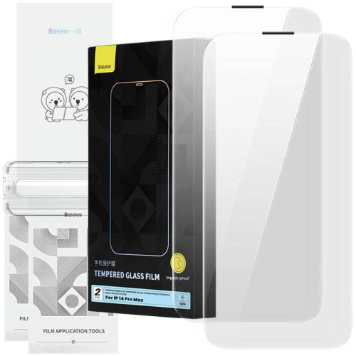 Hurtownia Baseus - 6932172631741 - BSU4225 - Szkło hartowane Baseus Corning Apple iPhone 14 Pro Max z filtrem przeciwpyłowym - B2B homescreen