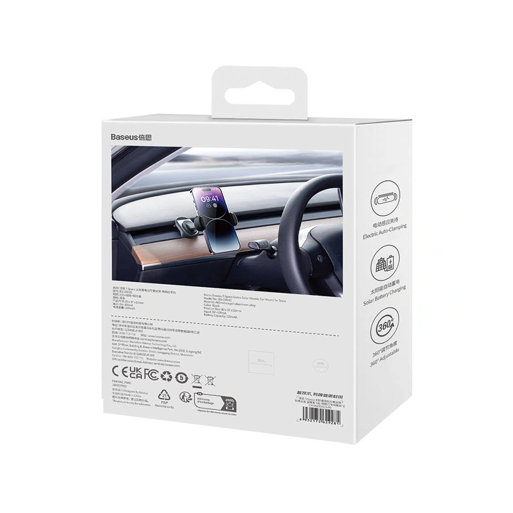 Hurtownia GSM - Elektrický automobilový držák Baseus T-Space se solárním nabíječem (černý) - BSU4226 - {ean13} - Hurt