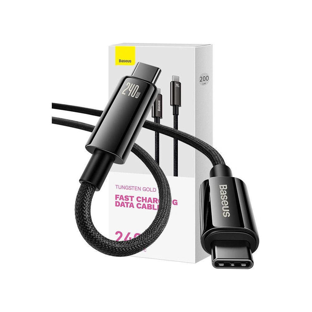 Hurtownia GSM - Kabel Baseus Tungsten Gold USB-C/USB-C 240W 2m (černý) - BSU4260 - {ean13} - Hurt