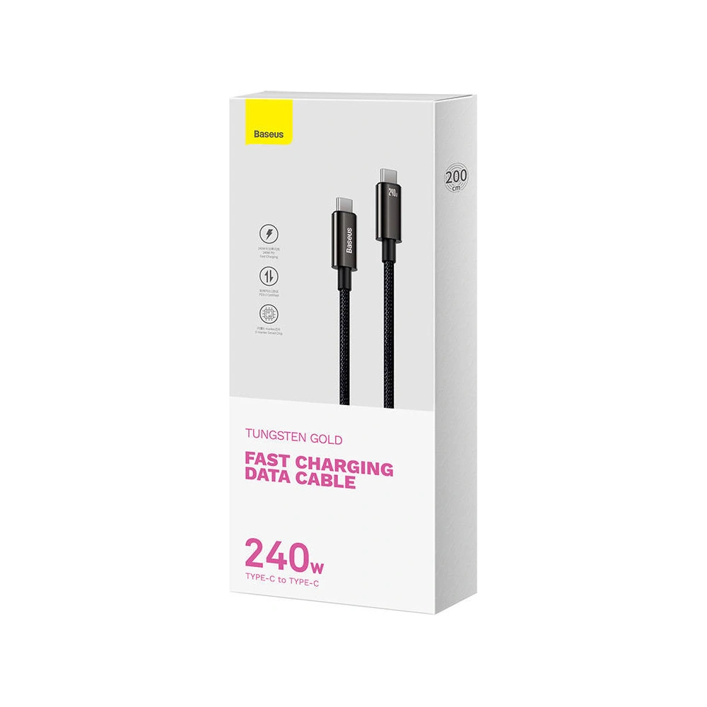Hurtownia GSM - Kabel Baseus Tungsten Gold USB-C/USB-C 240W 2m (černý) - BSU4260 - {ean13} - Hurt