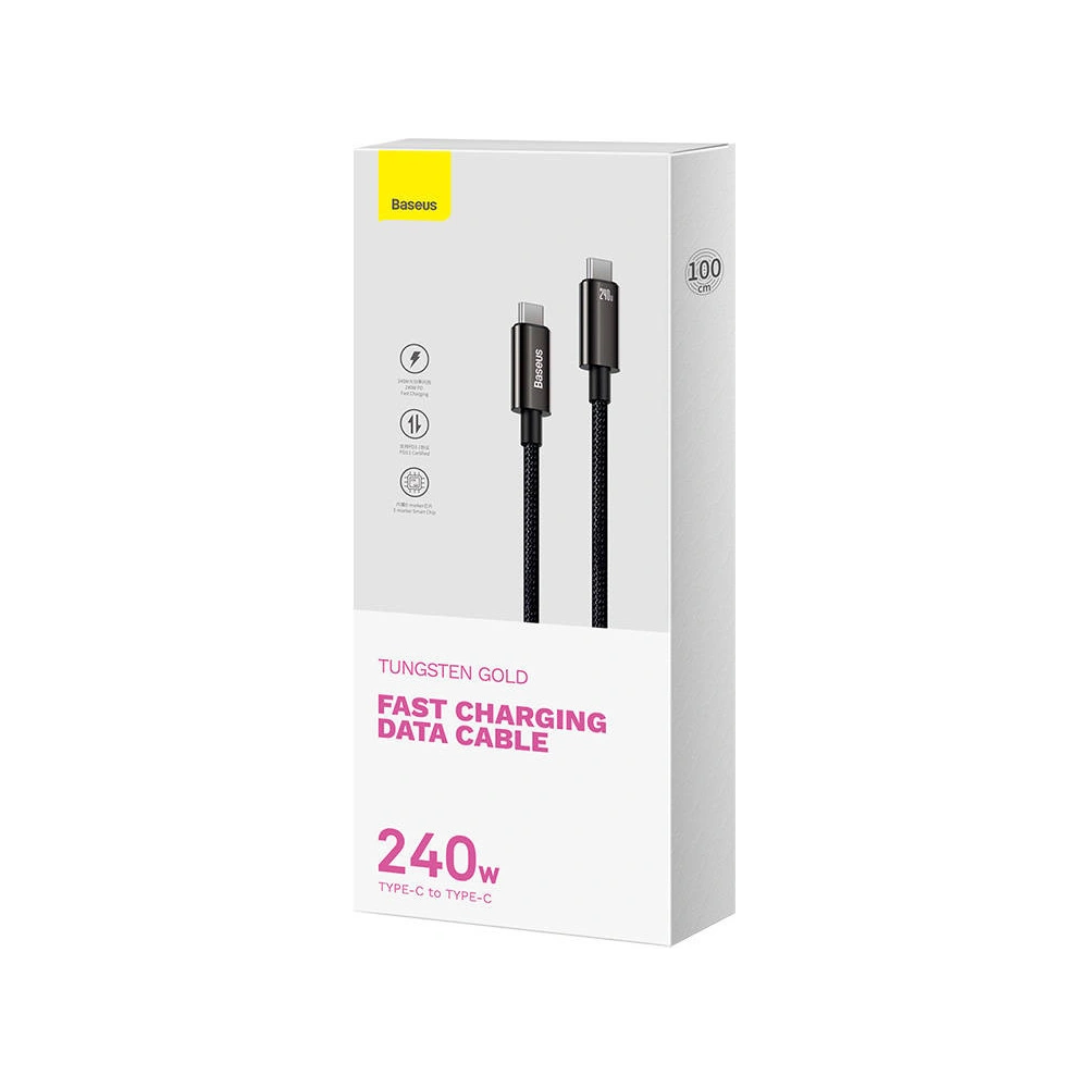 Hurtownia GSM - Kabel Baseus Tungsten Gold USB-C/USB-C 240W 1m (schwarz) - BSU4261 - {ean13} - Hurt