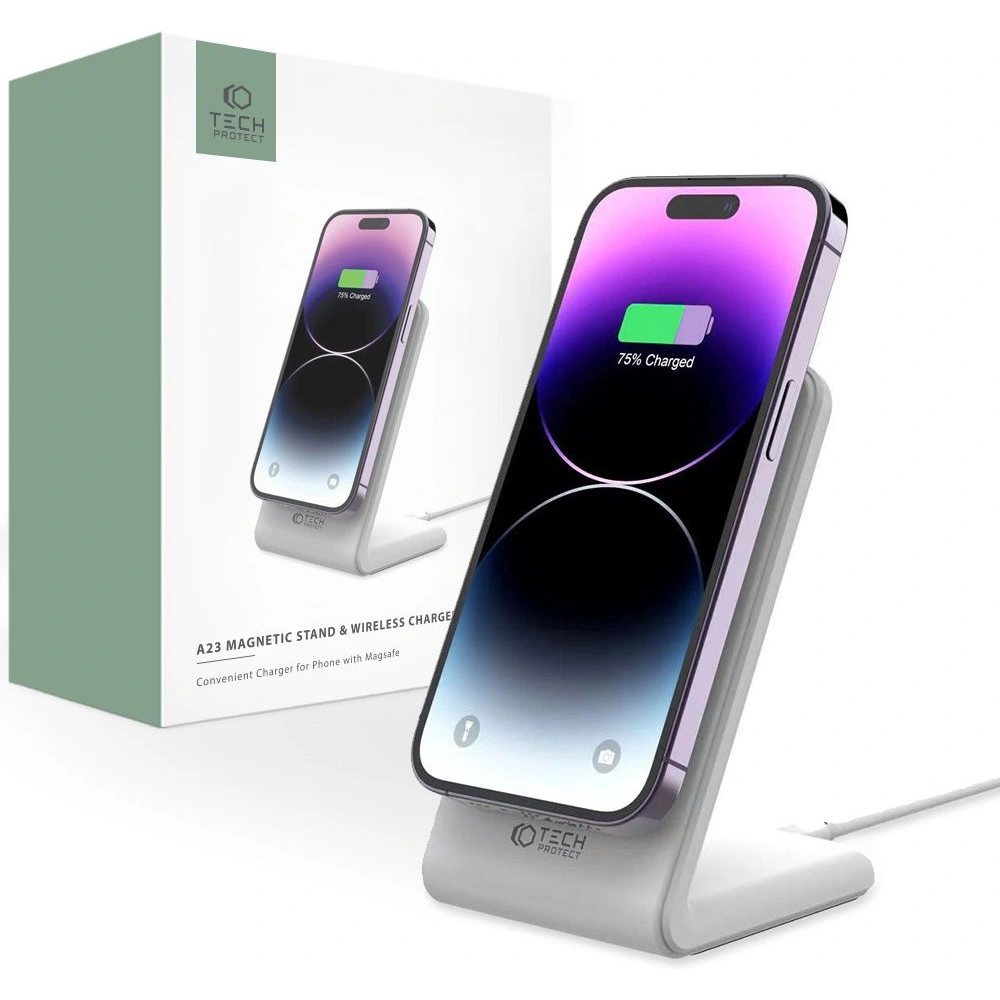 Hurtownia GSM - MagSafe vezeték nélküli töltő Tech-Protect Qi15W-A23 Magnetic vezeték nélküli töltő fehér - THP2025 - {ean13} - Hurt