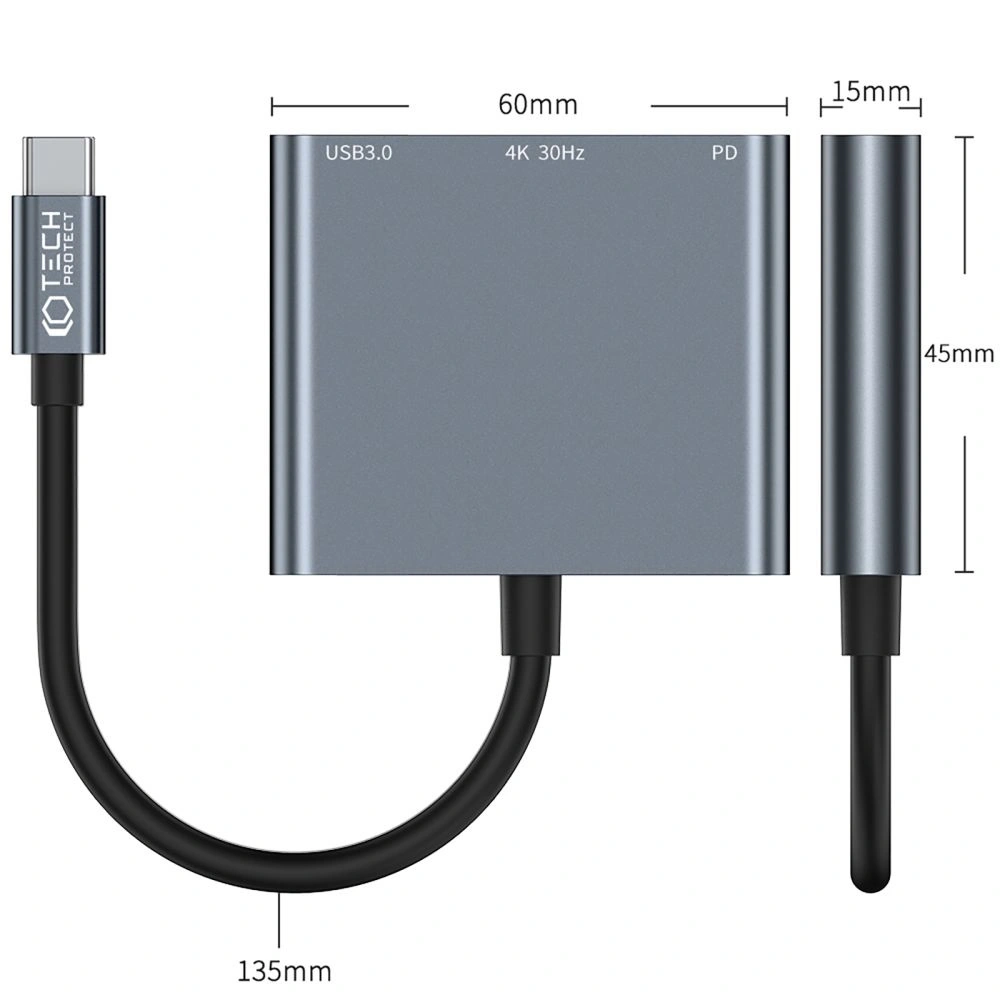 Hurtownia GSM - Adaptér Tech-Protect V1-hub 3in1 šedý - THP2033 - {ean13} - Hurt