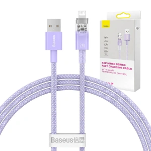 Kabel Baseus Explorer Series USB-A/Lightning 2.4A 1m (fioletowy)
