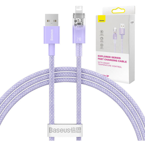 Baseus Distributor - 6932172628963 - BSU4276 - Baseus Explorer Series USB-A/Lightning Cable 2.4A 1m (purple) - B2B homescreen