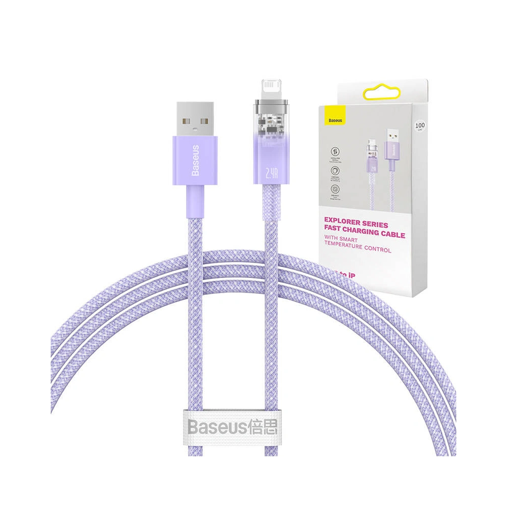 Hurtownia GSM - Kábel Baseus Explorer Series USB-A/Lightning 2.4A 1m (lila) - BSU4276 - {ean13} - Hurt