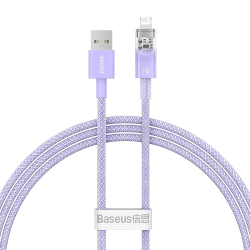 Kabel Baseus Explorer Series USB-A/Lightning 2.4A 1m (fioletowy)