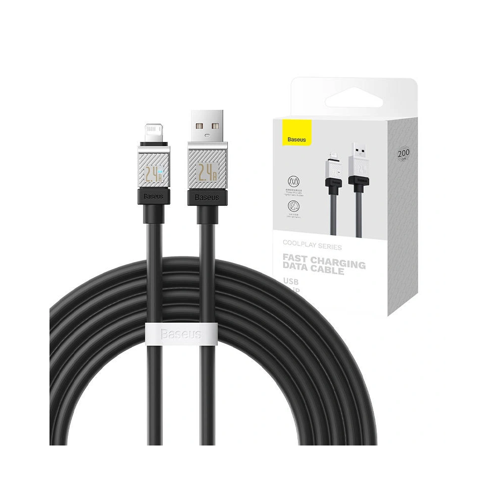 Hurtownia GSM - Cablul Baseus CoolPlay Series USB-A/Lightning, 2.4A 2m (negru) - BSU4277 - {ean13} - Hurt