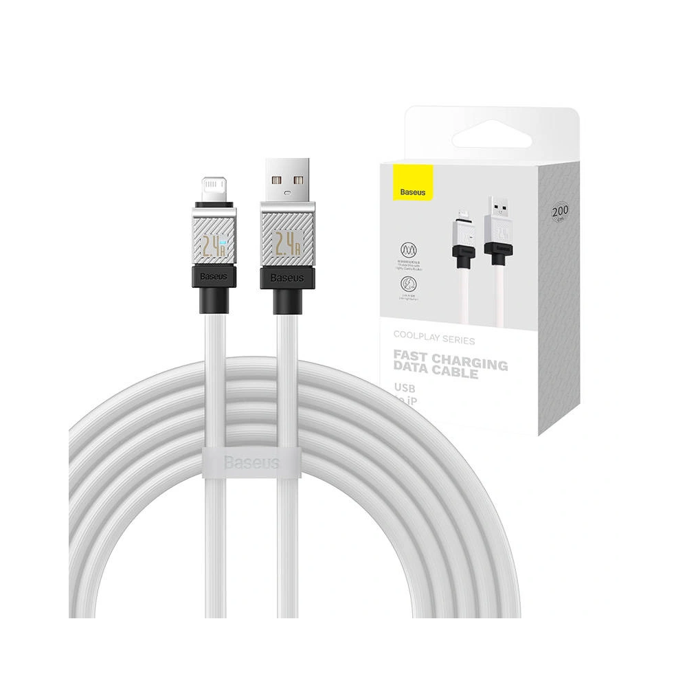 Hurtownia GSM - Kabel Baseus CoolPlay Series USB-A/Lightning, 2.4A 2m (bílý) - BSU4278 - {ean13} - Hurt