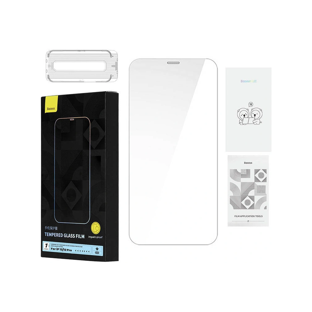 Hurtownia GSM - Tvrzené sklo Baseus 0.4mm Corning HD Apple iPhone 12/12 Pro + čisticí sada - BSU4289 - {ean13} - Hurt