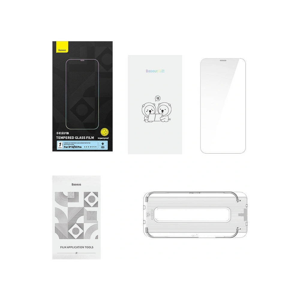 Hurtownia GSM - Tvrzené sklo Baseus 0.4mm Corning HD Apple iPhone 12/12 Pro + čisticí sada - BSU4289 - {ean13} - Hurt