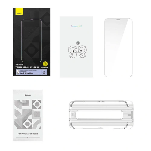 Szkło hartowane Baseus 0.4mm Corning HD Apple iPhone 12 Pro Max + zestaw czyszczący