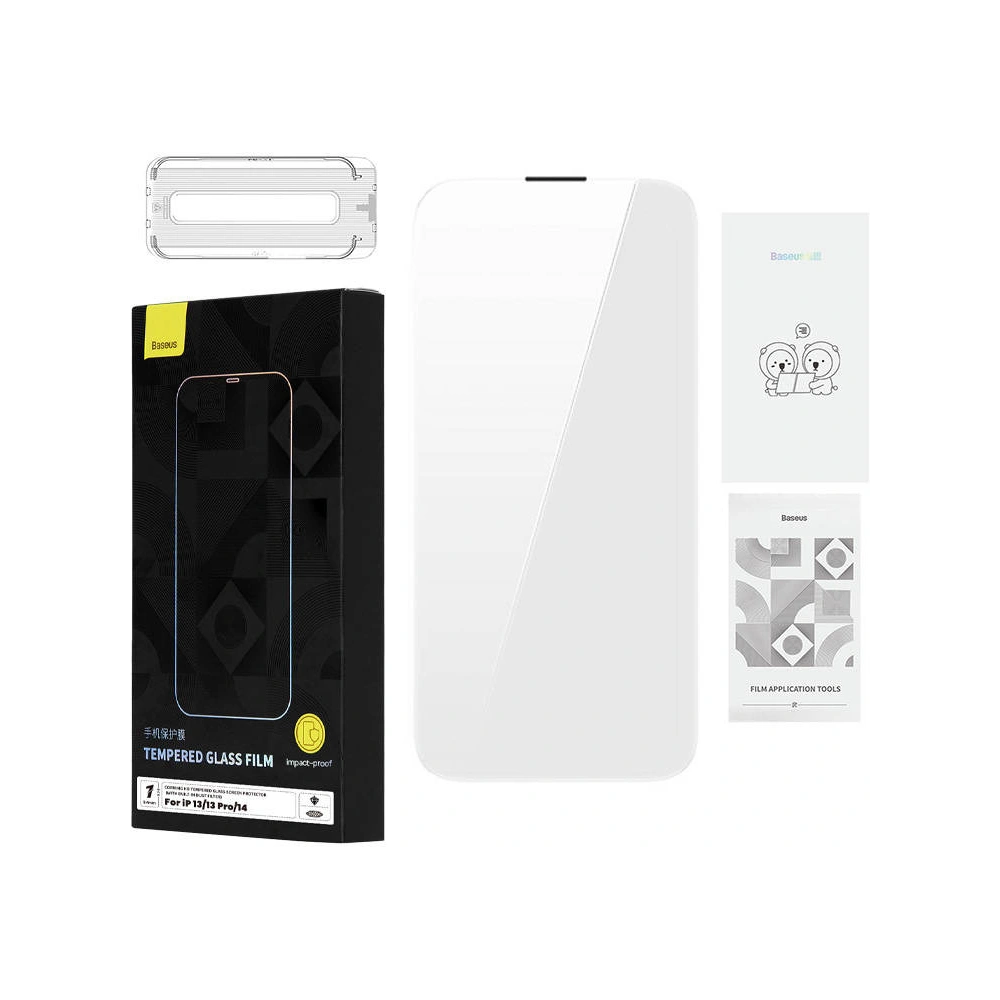 Hurtownia GSM - Edzett üveg Baseus 0.4mm Corning HD Apple iPhone 14/13/13 Pro + tisztító készlet - BSU4291 - {ean13} - Hurt