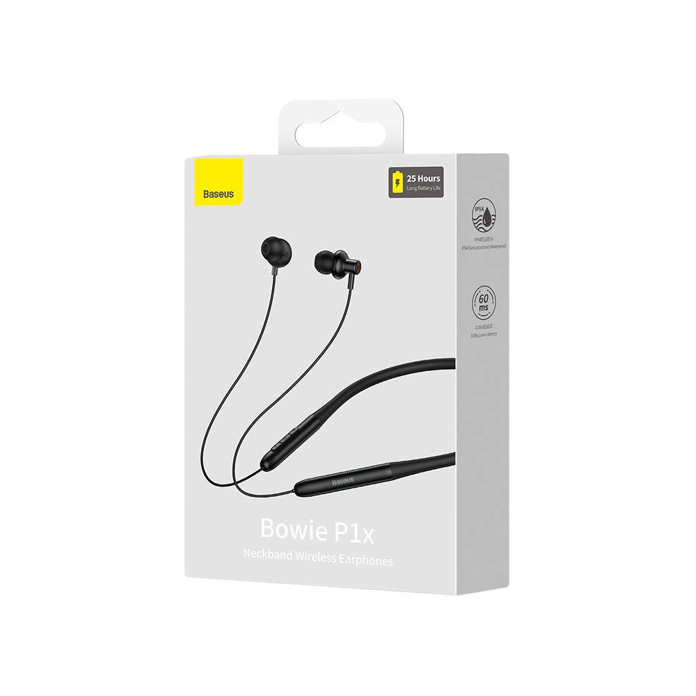 Hurtownia GSM - Bezdrátová sluchátka Baseus Bowie P1x In-ear Neckband Bluetooth 5.3 Černé - BSU4293 - {ean13} - Hurt