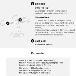 Hurtownia GSM - Wielofunkční stolní držák Nillkin Snapbranch Modular Device Station Gray/Szary - NLK1145 - {ean13} - Hurt