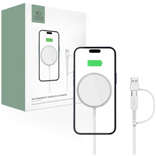 Tech-Protect Distributor - 9490713934449 - THP2042 - Tech-Protect Qi15W-A25 Magnetic MagSafe Wireless Charger White - B2B homescreen