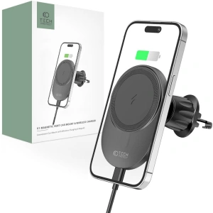 Hurtownia GSM - Upevnění do auta s bezdrátovou nabíječkou MagSafe Tech-Protect MM15W-V1 Magnetic Vent Car Mount Wireless Charger 15W Black - THP2043 - {ean13} - Hurt