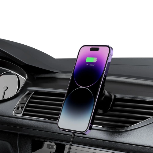 Uchwyt samochodowy z ładowarką bezprzewodową MagSafe Tech-Protect MM15W-V1 Magnetic Vent Car Mount Wireless Charger 15W Black