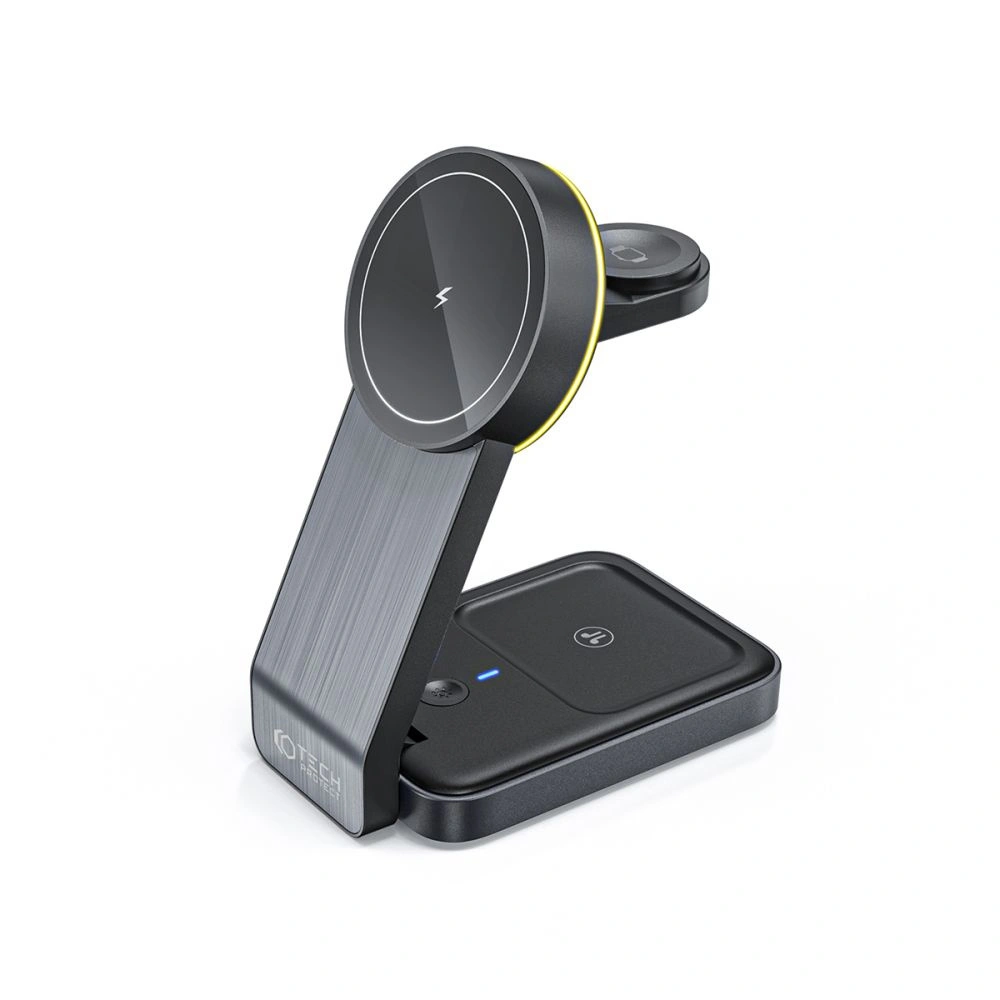 Hurtownia GSM - Bezdrátová nabíječka MagSafe Tech-Protect Qi15W-A28 3v1 Magnetic Wireless Charger Černá - THP2044 - {ean13} - Hurt