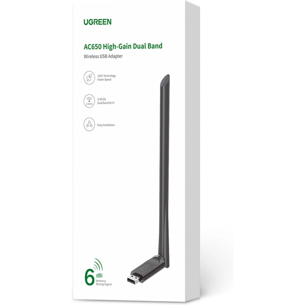 Wholesale UGREEN CM496 WiFi Adapter USB AC650 Dual Band black - UGR1625 - {ean13} - Hurt
