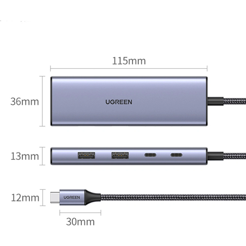 Hurtownia GSM - Adapter HUB UGREEN CM500 USB-C/HDMI - 2x USB-C - 2x USB-A gri - UGR1627 - {ean13} - Hurt
