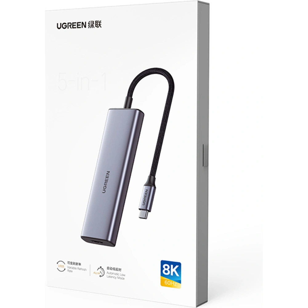 Hurtownia GSM - Adapter HUB UGREEN CM500 USB-C/HDMI - 2x USB-C - 2x USB-A gri - UGR1627 - {ean13} - Hurt